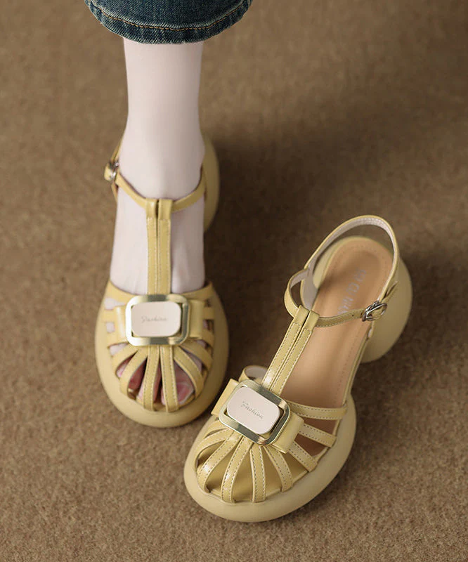 Yellow Sandals Platform Faux Leather Beautiful Sandals - Image 3